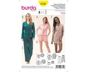 burda Schnitt 6742 "Pyjama, Nachthemd und Shorts und Bluse und Tunika"