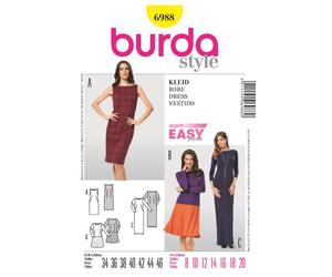 burda Schnitt 6988 "Jerseykleid, U-Boot-Ausschnitt"