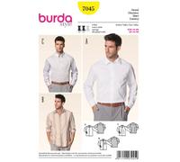 Burda Style Schnittmuster 7045 – Herrenhemd, verschiedene Kragenarten, Gr. 44–60, Level 3 (mittel)