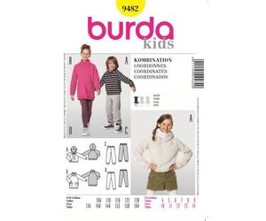 burda Schnitt 9482 "Kombination: Kapuzenshirts, Shirtkleid, Jogginghose, Leggings"