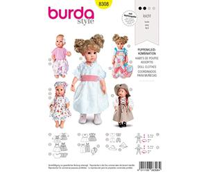 Burda Schnittmuster 8308 Puppenkleider in 2 Gr??en M 30-35 cm, L 40-45 cm