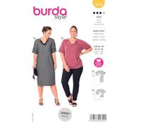 Burda Style Katalog-Schnittmuster Kurzarm-Midikleid und Bluse mit verziertem Ausschnitt | Damen, Gr. 44-54 | Nählevel: Mittel #6018