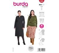burda style Schnittmuster Damen Midikleid & Langarmshirt #5606 | Gr. 46-60 | Nählevel "leicht", Papierschnittbogen, Plus Size