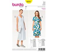 Burda Style Schnittmuster zum selber nähen 6511 | Kleid mit V-Ausschnitt | Kleid mit 4-Bahnenrock | Damen, Gr. 36-50 | Nählevel: leicht