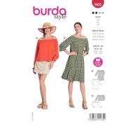 burdastyle Schnittmuster 5920 | Bluse und Kleid mit Carmenausschnitt zum selber nähen | Damen, Gr. 34-44 | Nählevel: leicht