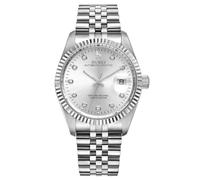 BUREI 38mm Automatik Uhr Herren Luxus Diamant Armbanduhr für Männer Mit Saphirglas Datumskalender (Silber)