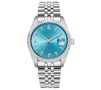 BUREI 38mm Automatik Uhr Herren Luxus Diamant Armbanduhr für Männer Mit Saphirglas Datumskalender (Hellblau Silber)