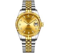 BUREI Luxus Herrenuhr mechanische Automatik Armbanduhr 24 Dial Analog Display Automatikuhr Lederband Edelstahlarmband Wasserdicht Stylish Armbanduhren (Golden)
