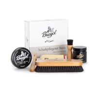 Burgol Schuhpflegeset Basic mit Schuhpomade, Schuhwachs, Rosshaarbürsten und Poliertuch: Farbe: Mittelbraun