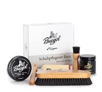 Burgol Schuhpflegeset Basic mit Schuhpomade, Schuhwachs, Rosshaarbürsten und Poliertuch: Farbe: Schwarz
