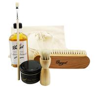 Burgol Schuhpflegeset für rahmengenähte Cordovanschuhe Schuhe Bürsten- Ledersohlenöl-Pomade und Schuhwachs (Mittelbraun)