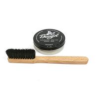 Burgol Schuhpflegeset mit Schuhwachs schwarz und Rahmenauftragsbürste aus echtem Rosshaar