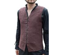Burgschneider Mittelalter Weste Herren Maron 100% Baumwolle - Ärmellose historische Gewandung für LARP Cosplay & Mittelaltermarkt
