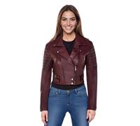 Burgunderrote, kurze Brando-Bikerjacke aus Leder für Damen - Bellville EU 42 / UK 14