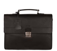 Burkely Fundamentals Vintage Dean Briefcase 3-Comp - Schwarz Hunter Leder Laptoptasche - Klassische Aktentasche mit Schlüsselschloss