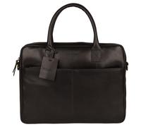 Burkely Fundamentals Vintage Jack Workbag 13.3" - Schwarz Hunter Leder Laptoptasche - Klassische Herren Aktentasche mit Verstellbarem Riemen