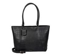 Burkely Cool Colbie Wide Tote 15.6" - Schwarz Leder Damen Laptoptasche - Elegante Arbeitstasche mit Schulterriemen
