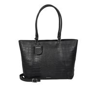Burkely Cool Colbie Wide Tote 15.6" - Schwarz Leder Damen Laptoptasche - Elegante Arbeitstasche mit Schulterriemen