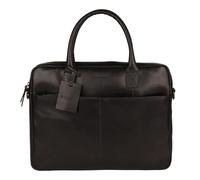 Burkely Fundamentals Vintage Jack Workbag 13.3" - Schwarz Hunter Leder Laptoptasche - Klassische Herren Aktentasche mit Verstellbarem Riemen