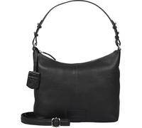 Burkely Soft Skylar Shoulderbag - Schwarz Leder Damen Handtasche - Verstellbarer Riemen - Minimalistisches Design für den Alltag