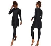 Burkini Damen Muslim Frauen Muslimische Badeanzug Full Cover Schwimmanzug Islamisch Arabisch Jilbab Langarm Schwimmoberteile Built in Br Schwimmhose 2tlg Ganzkörper Modest Bademode 6#Schwarz S
