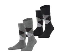 Burlington Herren Socken Everyday Argyle M So Baumwolle gemustert 2 Paar, Grau Light Grey Melange 3390, 40-46