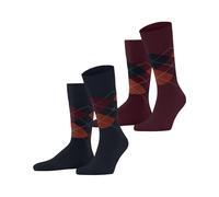 Burlington 2-er Set Socken Schwarz & Rot mit Argyle-Muster