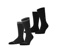 Burlington 2-er Set Socken Schwarz und Grau gestreift
