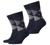 Burlington 2er Pack Herren Socken PRESTON - Rautenmuster, 40-46 (2x 1 Paar) (marine)