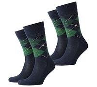 Burlington 2er Pack Herren Socken PRESTON - Rautenmuster, 40-46 (2x 1 Paar) (marine/grün)