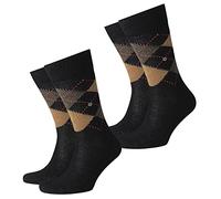 Burlington 2er Pack Herren Socken PRESTON - Rautenmuster, 40-46 (2x 1 Paar) (schwarz/braun)