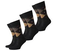 Burlington 3er Pack Herren Socken PRESTON - Rautenmuster, 40-46 (3x 1 Paar) (schwarz/braun (3-Pack))