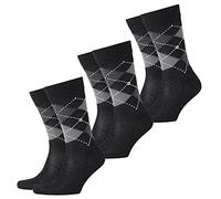 Burlington 3er Pack Herren Socken PRESTON - Rautenmuster, 40-46 (3x 1 Paar) (schwarz/grau (3-Pack))