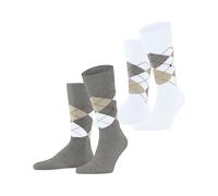 Burlington Herren Socken Everyday Argyle M So Baumwolle gemustert 2 Paar, Grau Light Grey 3227, 40-46