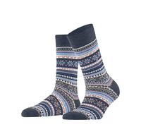 Burlington Wollsocken aus Schurwoll-Mix mit Logo-Applikation Modell 'Isle' in Blau, Größe 36-41