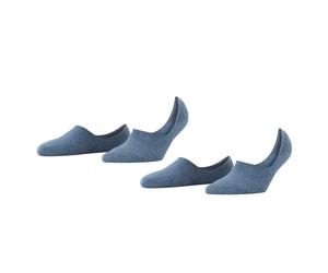 Burlington Damen Füßlinge, 2er Pack - Everyday IN, Anti-Slip Heel, einfarbig Blau 41-42