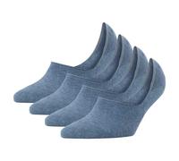 Burlington Damen Füßlinge, 4er Pack - Everyday IN, Anti-Slip Heel, einfarbig Blau 39-40