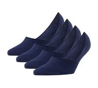 Burlington Damen Füßlinge, 4er Pack - Everyday IN, Anti-Slip Heel, einfarbig Dunkelblau 35-36