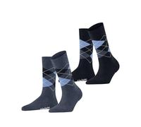 Burlington Damen Socken Everyday Argyle W So Baumwolle gemustert 2 Paar, Blau Light Denim 6660, 36-41