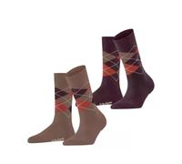 Burlington Damen Socken Everyday Argyle W So Baumwolle gemustert 2 Paar, Braun Nougat 5020, 36-41