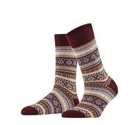 Burlington Damen Socken Fair Isle Delight W So Wolle gemustert 1 Paar, Rot Claret 8435, 36-41