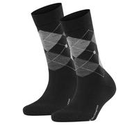Burlington Damen Socken MARYLEBONE 2er Pack - Kurzstrumpf, Rautenmuster, Onesize Schwarz 36-41