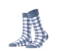 Burlington Damen Socken Vichy Baumwolle gemustert Blau (Sky Blue 6876) 1 Paar Gr. 36-41