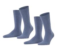 Burlington Herren Socken Everyday Multipack M So Baumwolle einfarbig 2 Paar, Blau Light Denim 6660, 40-46