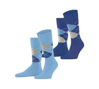 Burlington Herren Socken Everyday Argyle M So Baumwolle gemustert 2 Paar, Blau Light Blue 6541, 40-46