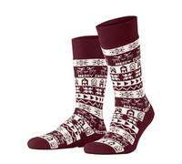 Burlington Herren Socken Country Christmas M Hp Wolle gemustert 1 Paar, Rot Cranberry 8033, 40-46