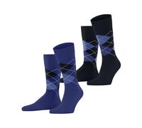 Burlington Herren Socken, 2er Pack - Argyle, Clip, One Size, 40-46 Dunkelblau 40-46
