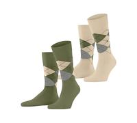Burlington Herren Socken Everyday Argyle M So Baumwolle gemustert 2 Paar, Grün Salvia 7472, 40-46