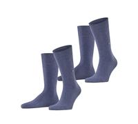 Burlington Herren Socken Everyday Multipack M So Baumwolle einfarbig 2 Paar, Blau Light Denim 6660, 40-46