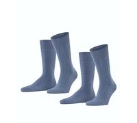 Burlington Herren Socken Everyday Multipack M So Baumwolle einfarbig 2 Paar, Blau Light Denim 6660, 40-46